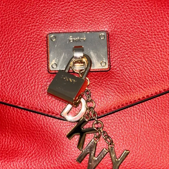 DKNY Red Leather Shoulder Bag - Picture 7 of 14
